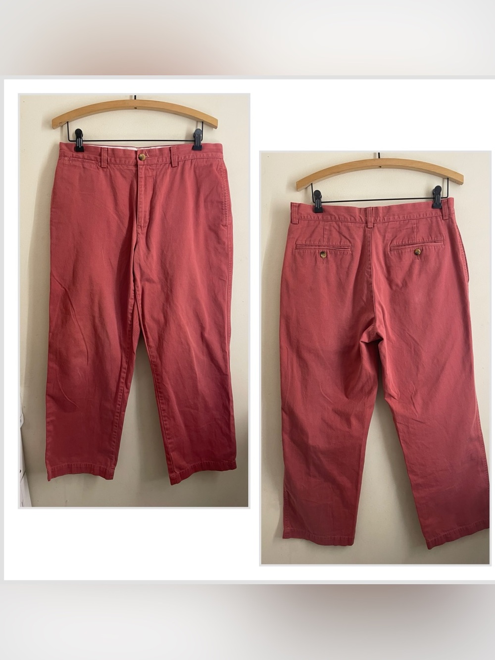 L.L.Bean Men’s Chino Pants 34x30 Faded Red Salmon Cotton Straight Leg